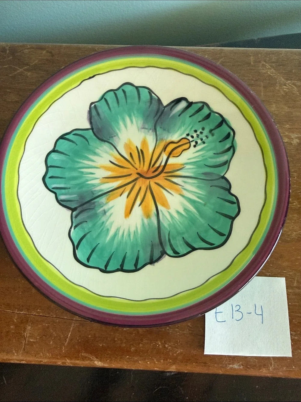 Hibiscus Pattern Appetizer Plate by Clay Art